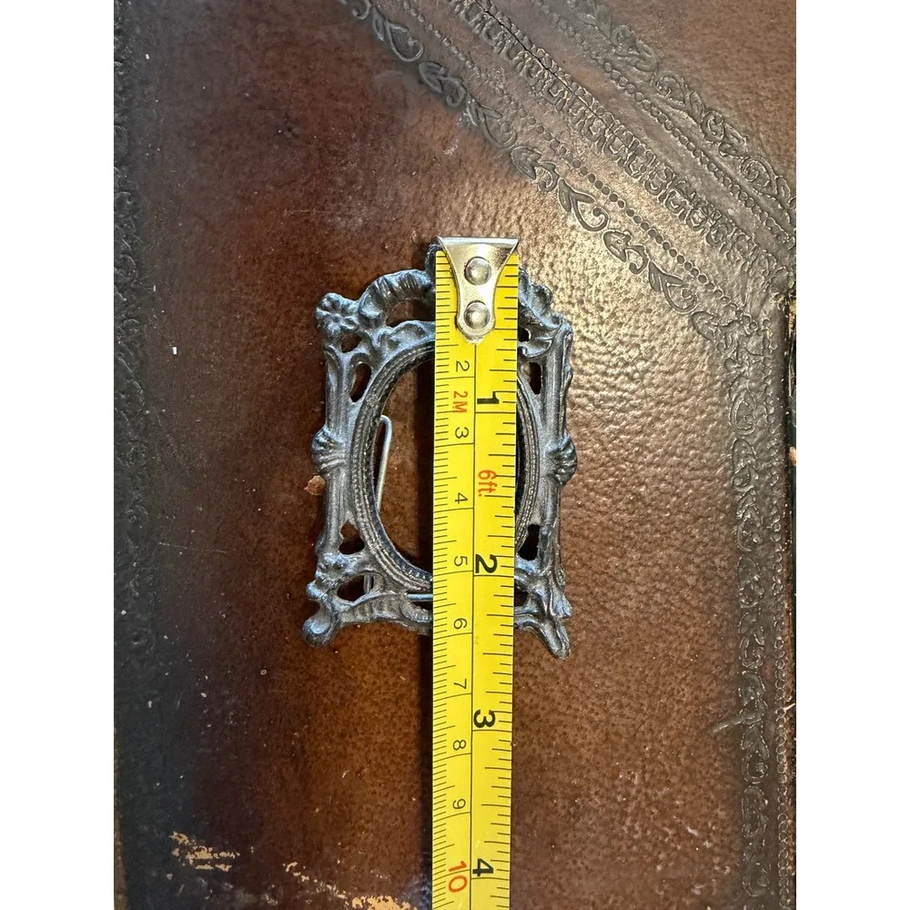 Vintage Miniature Cast Iron Picture Frame Small Victorian‎ Ornate Baroque Goth
